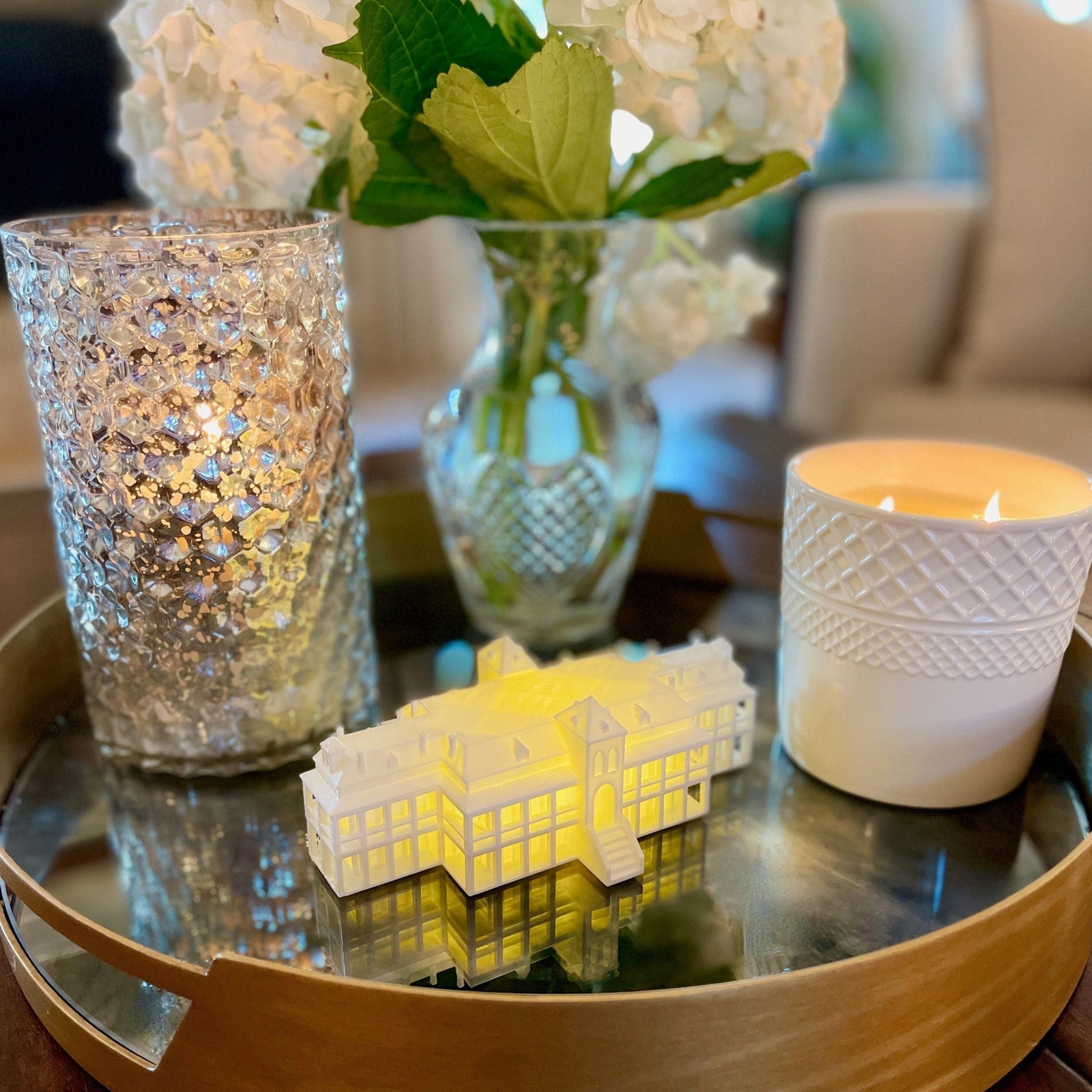 The university of arizona home decoration, shown styled on a living room tray.