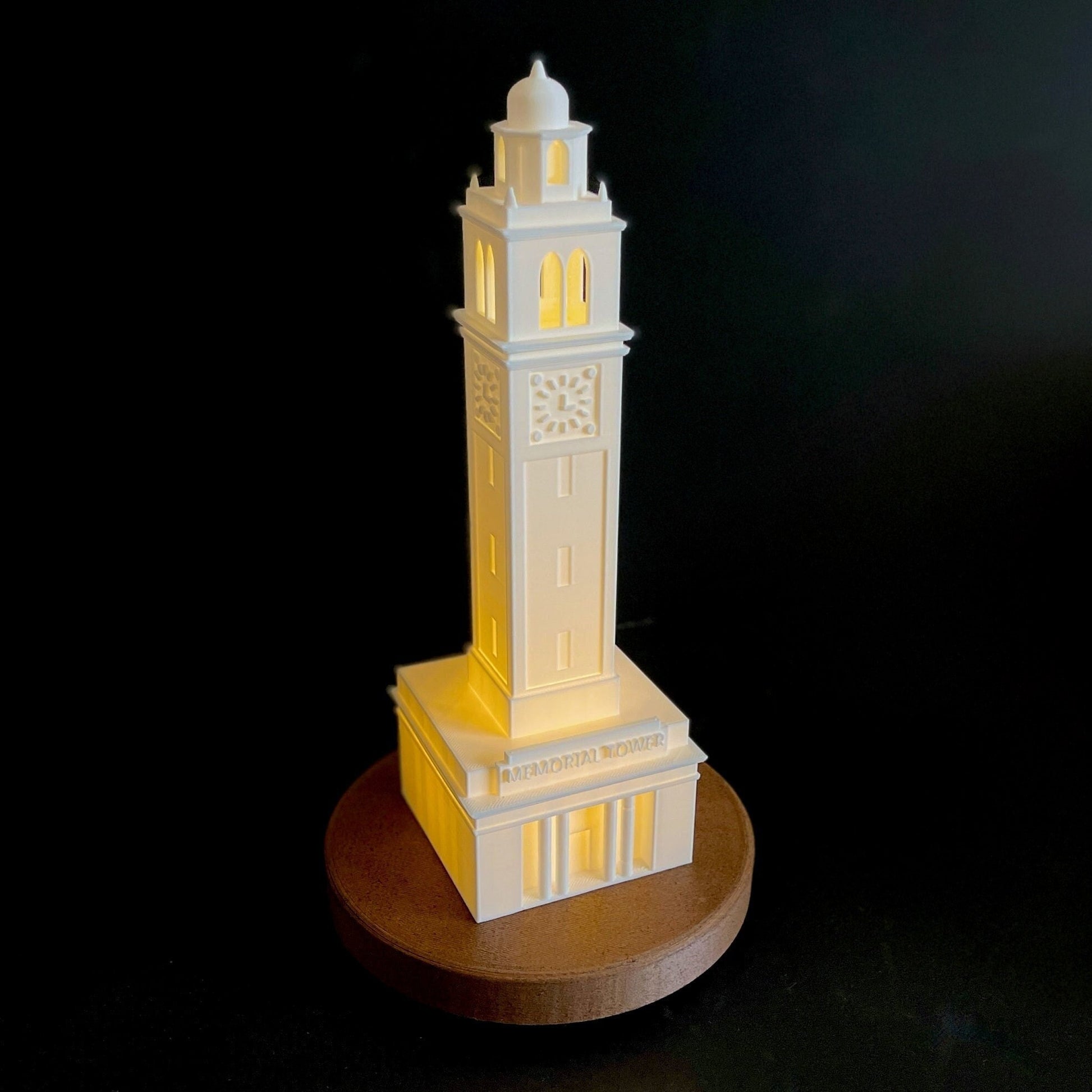 The LSU lamp, designed as a replica of the LSU Memorial Tower.