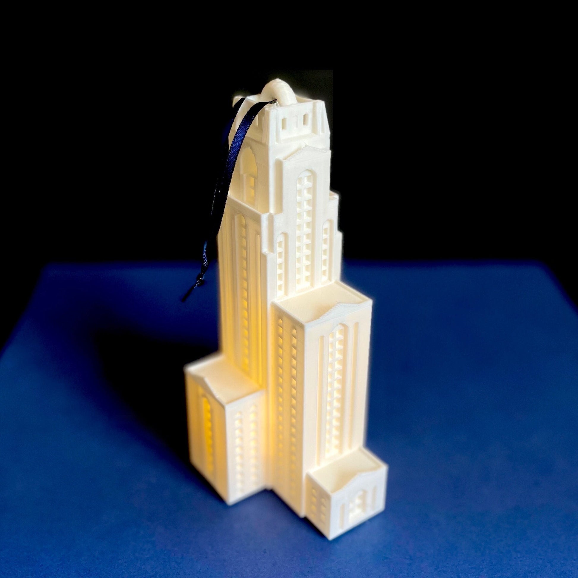 Side view of the Pitt ornament, designed as a replica of the Pitt Cathy and including a light.