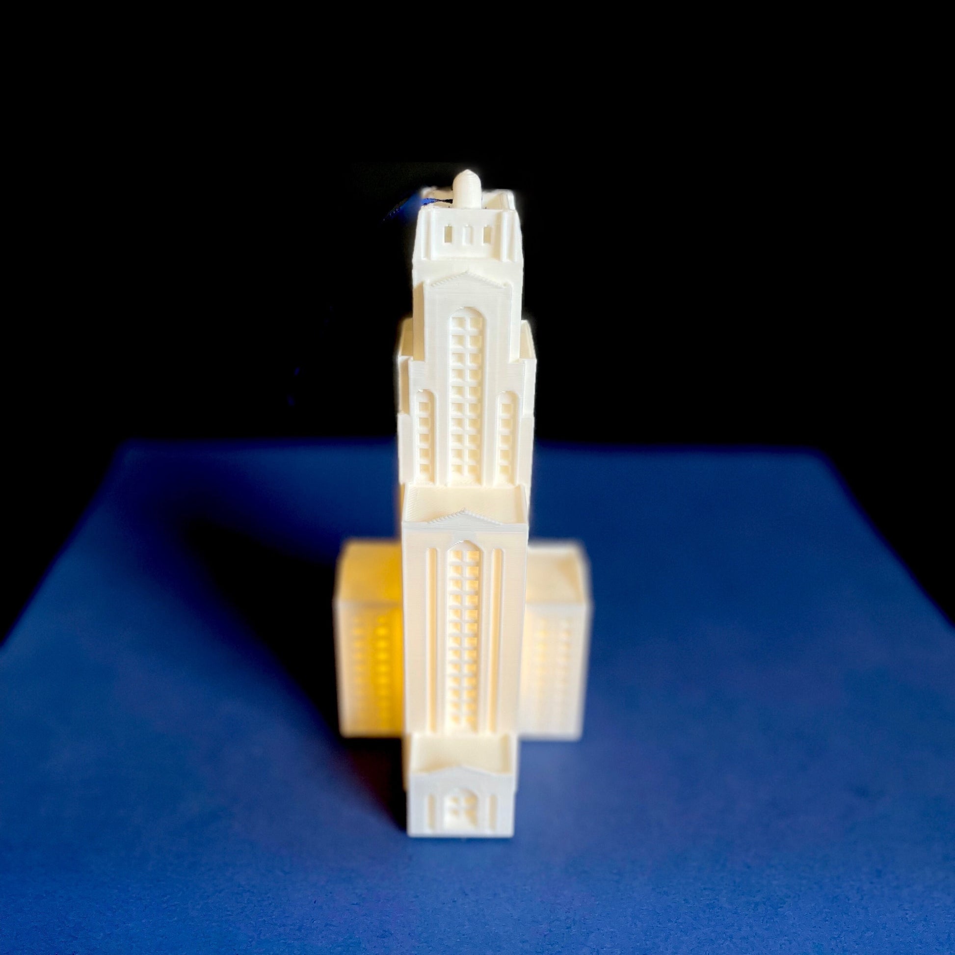 Front view of the Pitt Panthers ornament, designed in honor of the Cathedral of Learning.