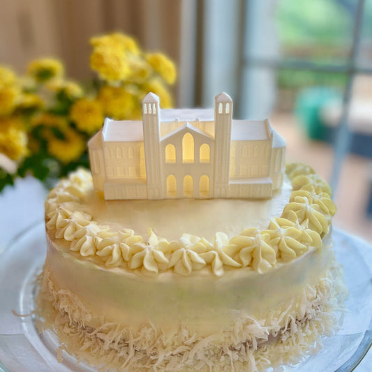 The UCLA cake topper, shown on a UCLA graduation cake.