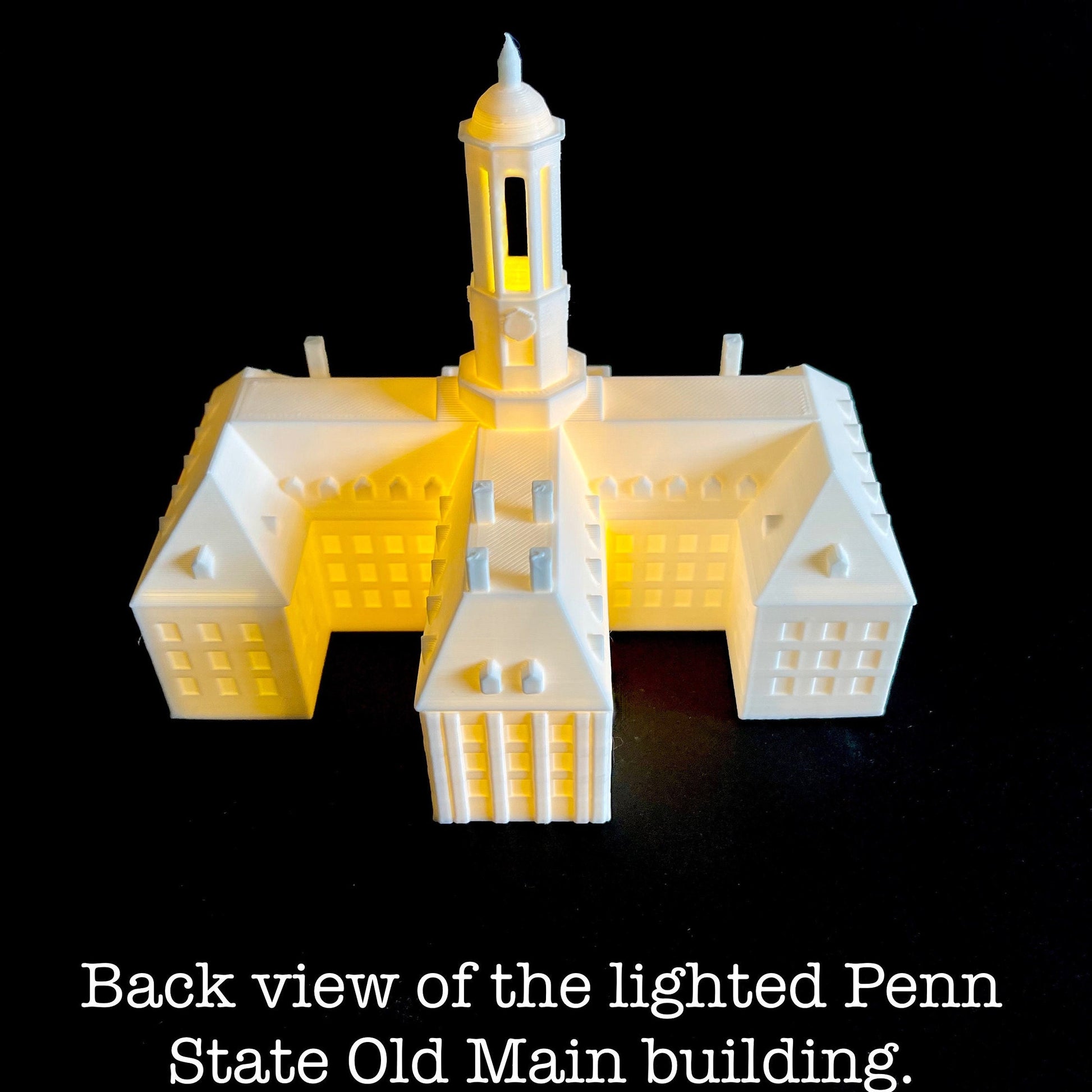 Rear view of the lighted Penn State figurine.