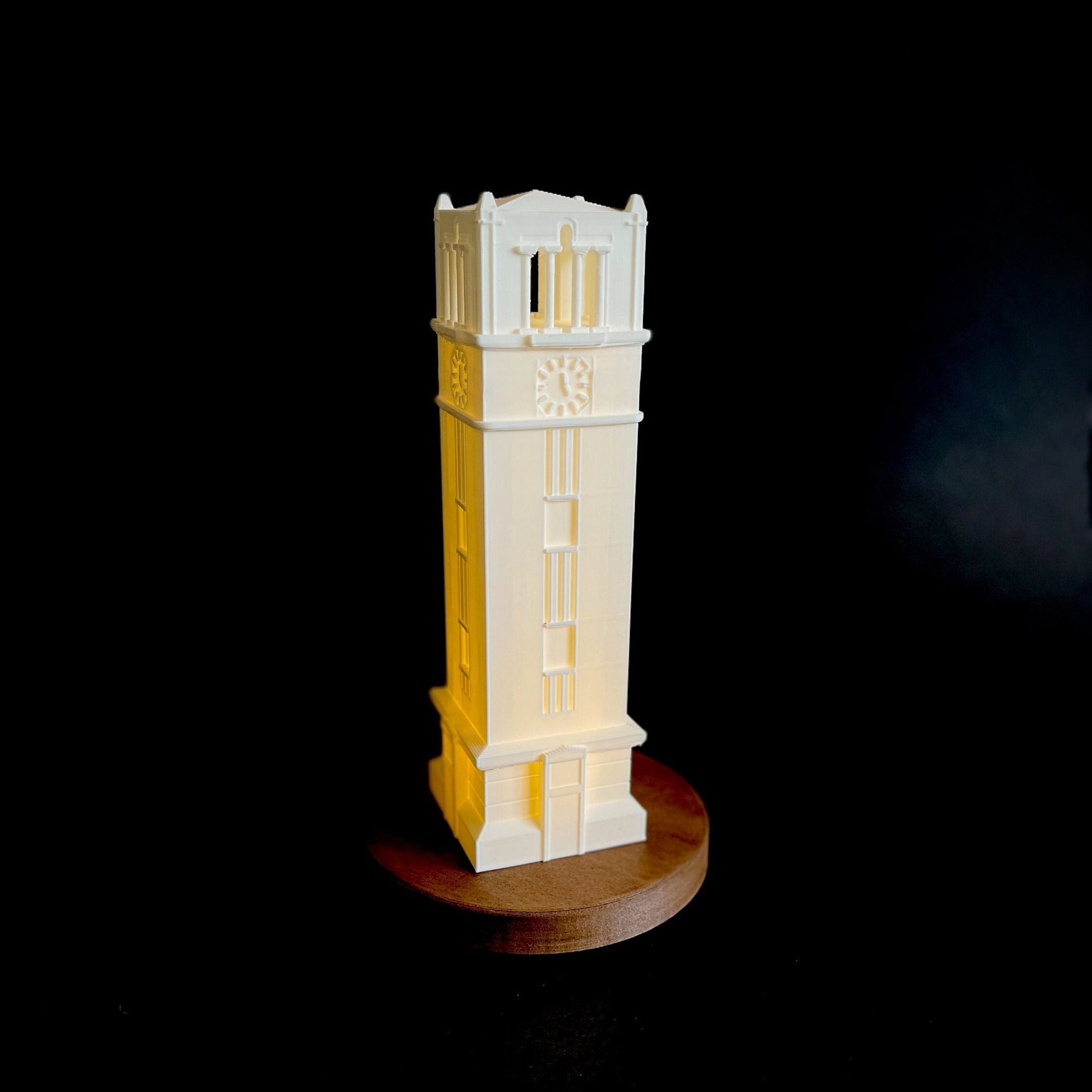 The NC State home decor item, the NC State Bell Tower light.