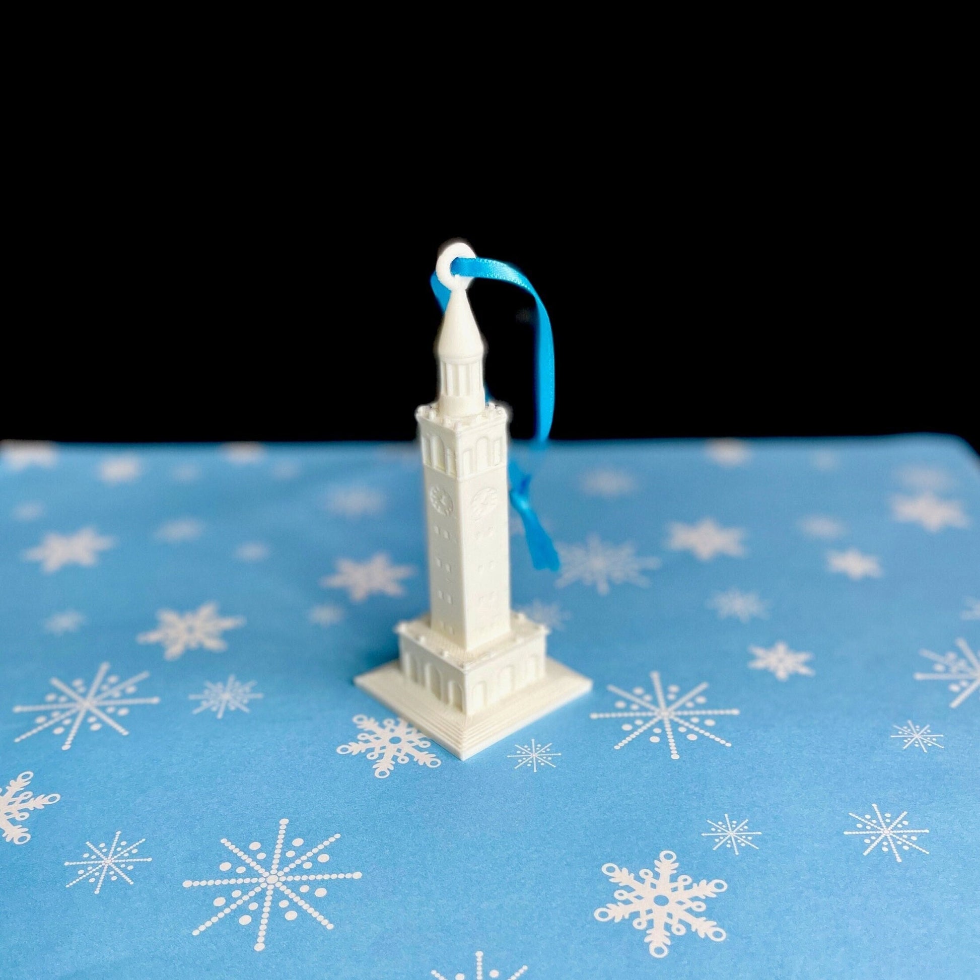 The UNC ornament, designed as a replica of the UNC Bell Tower in Chapel Hill.