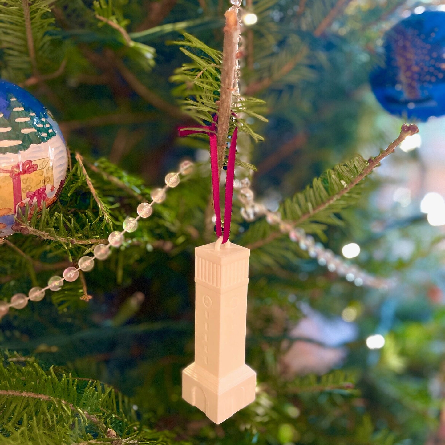 The Aggie Christmas decoration, shown on a tree decorated for the holidays.