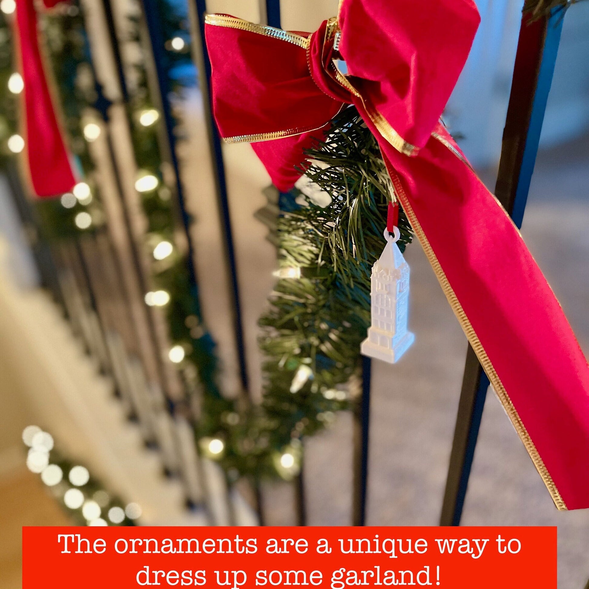 The Georgia Tech Tower ornaments, used to decorate Christmas garland.