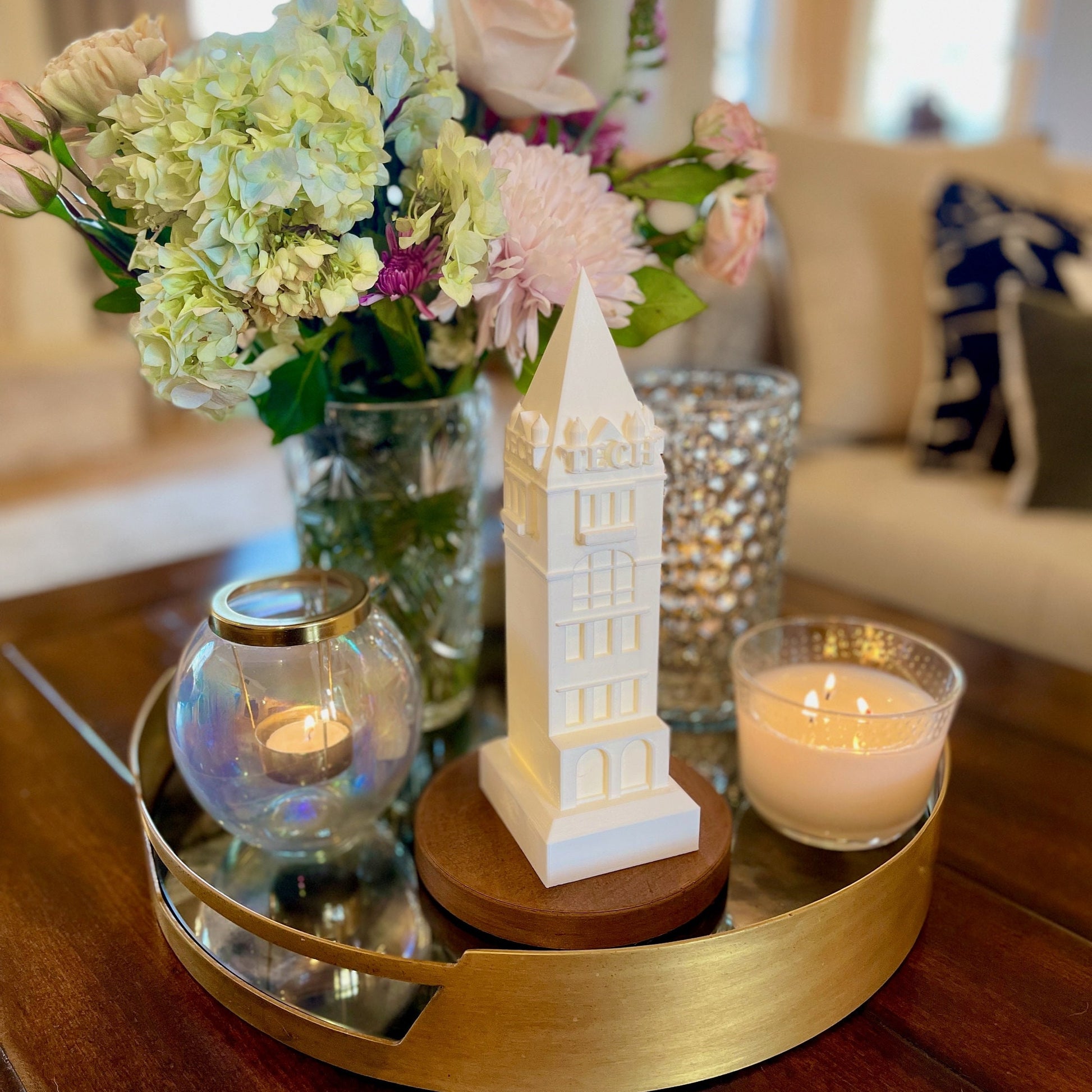 The Georgia Tech light, shown on a living room tray.