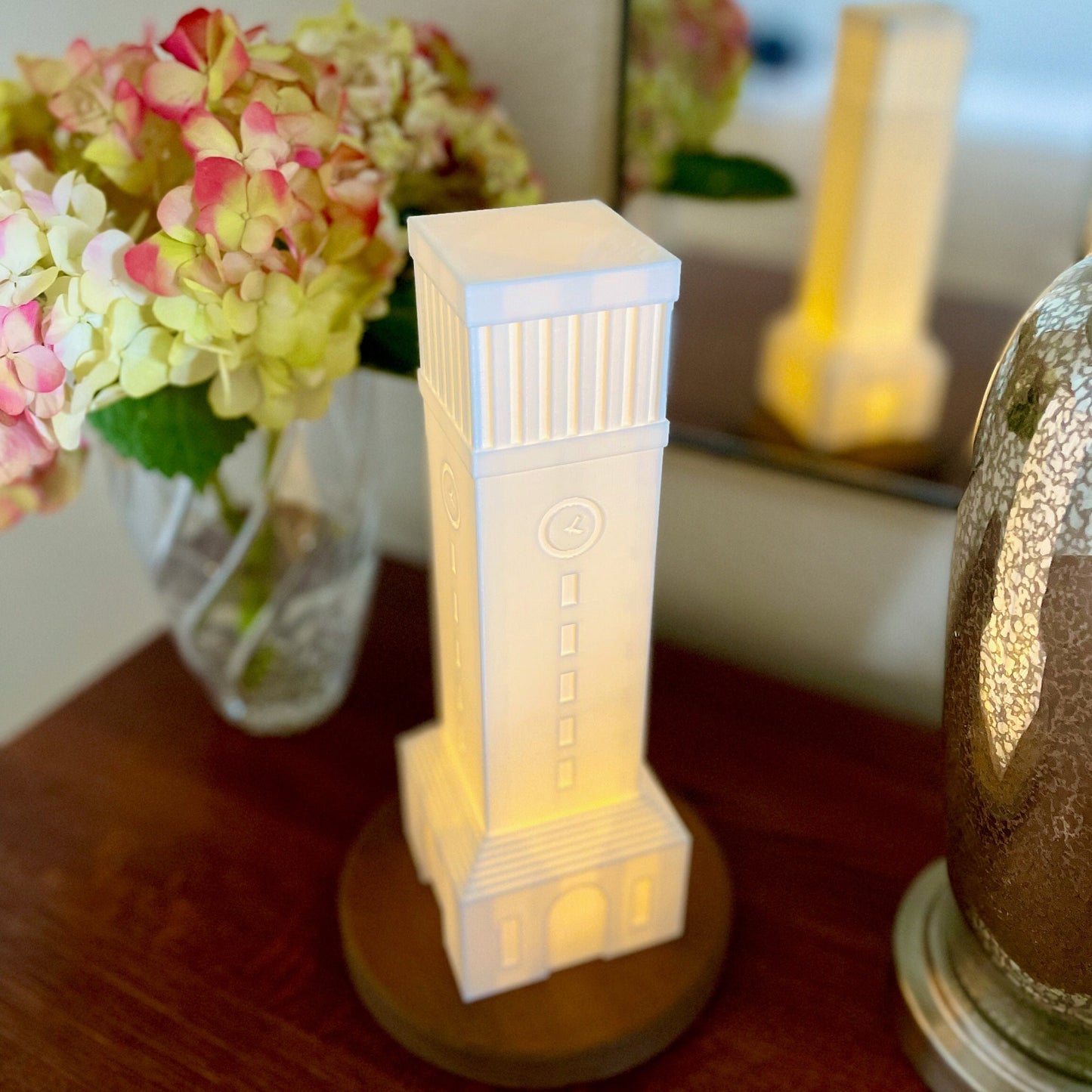 The Texas Aggie light, shown on a side table.