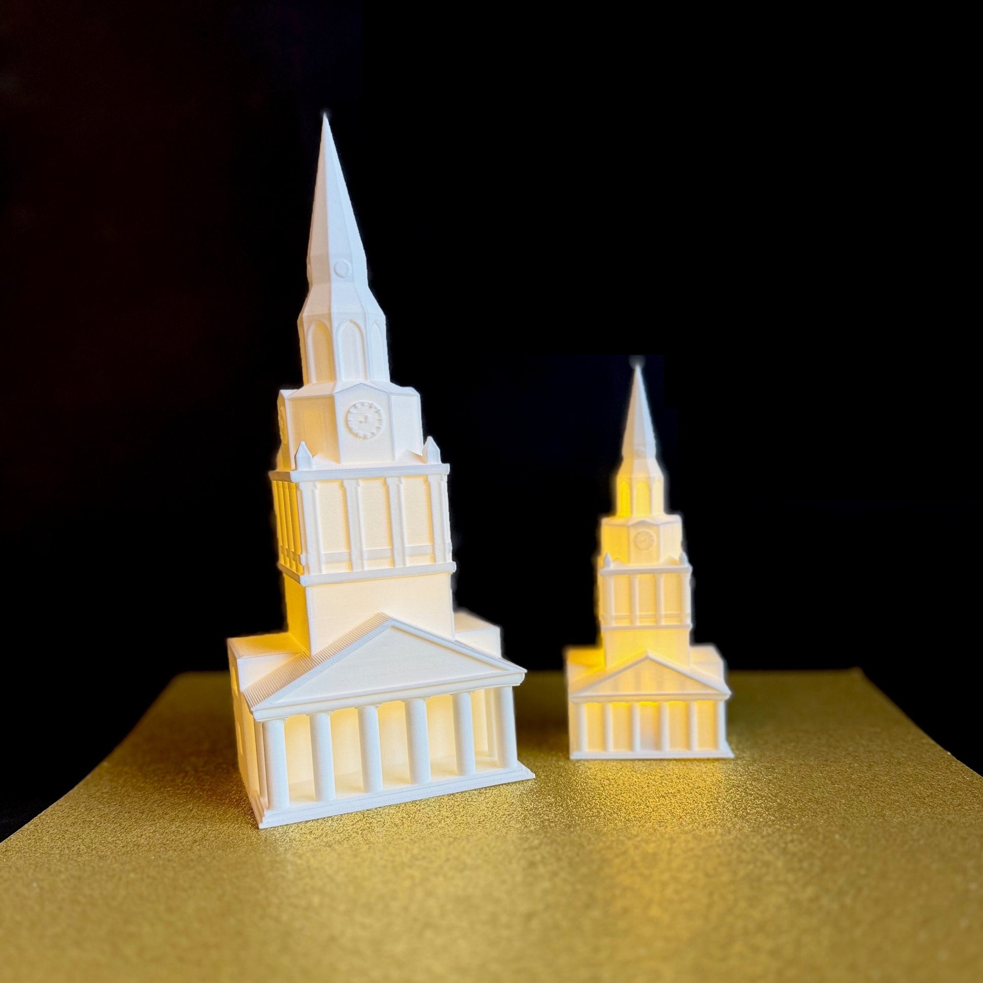 The Wake Forest lights, designed in honor of the Wait Chapel.